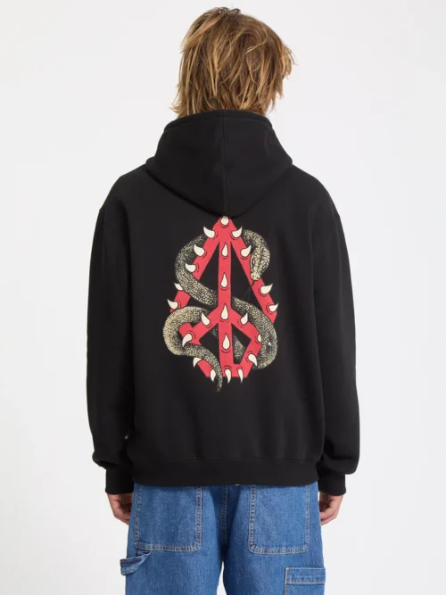 ανδρικό φούτερ σε μαύρο χρώμα με τύπωμα στο μπροστινό και πίσω μέρος από την volcom, watanite hoodie