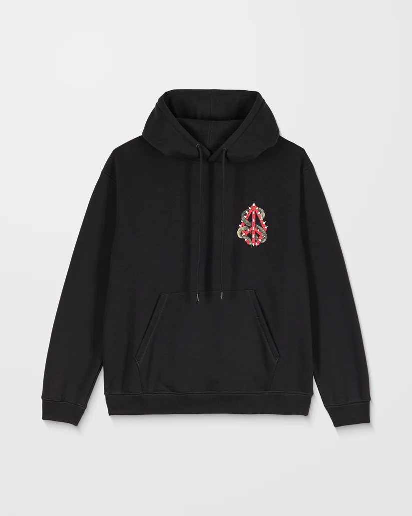 ανδρικό φούτερ σε μαύρο χρώμα με τύπωμα στο μπροστινό και πίσω μέρος από την volcom, watanite hoodie