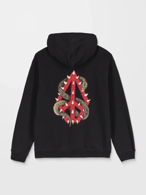 ανδρικό φούτερ σε μαύρο χρώμα με τύπωμα στο μπροστινό και πίσω μέρος από την volcom, watanite hoodie