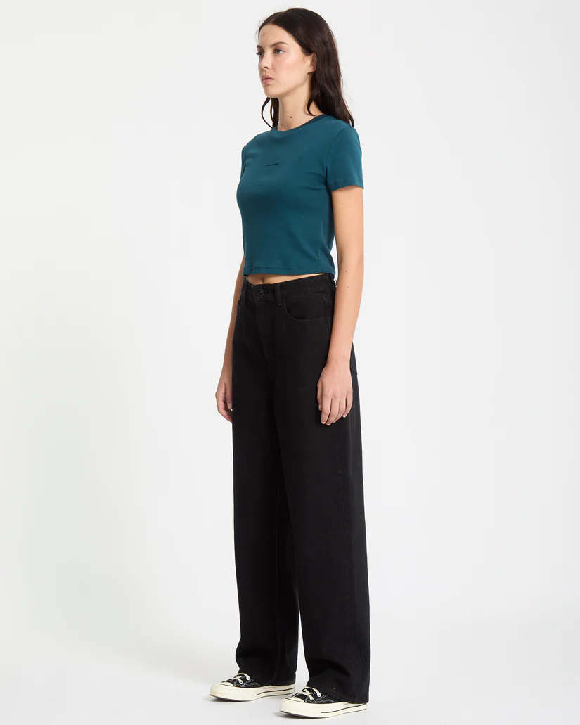 γυναικείο μαύρο τζιν παντελόνι σε ίσια γραμμή από την volcom, weelow II jeans