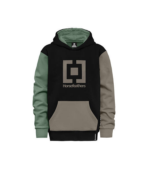 Παιδικό φούτερ από την εταιρία Horsefeathers σε μαύρο χρώμα με μπεζ και πράσινο.