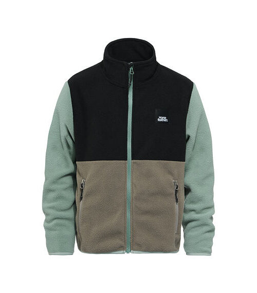 Παιδική ζακέτα φλις της εταιρίας Horsefeathers σε μαύρο με γκρι και τιρκουάζ χρώμα.