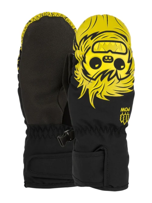 Παιδικά γάντια σε χρώμα μαύρο με σχέδιο στην άκρη του γαντιού από την εταιρεία Pow, Critter mitt.