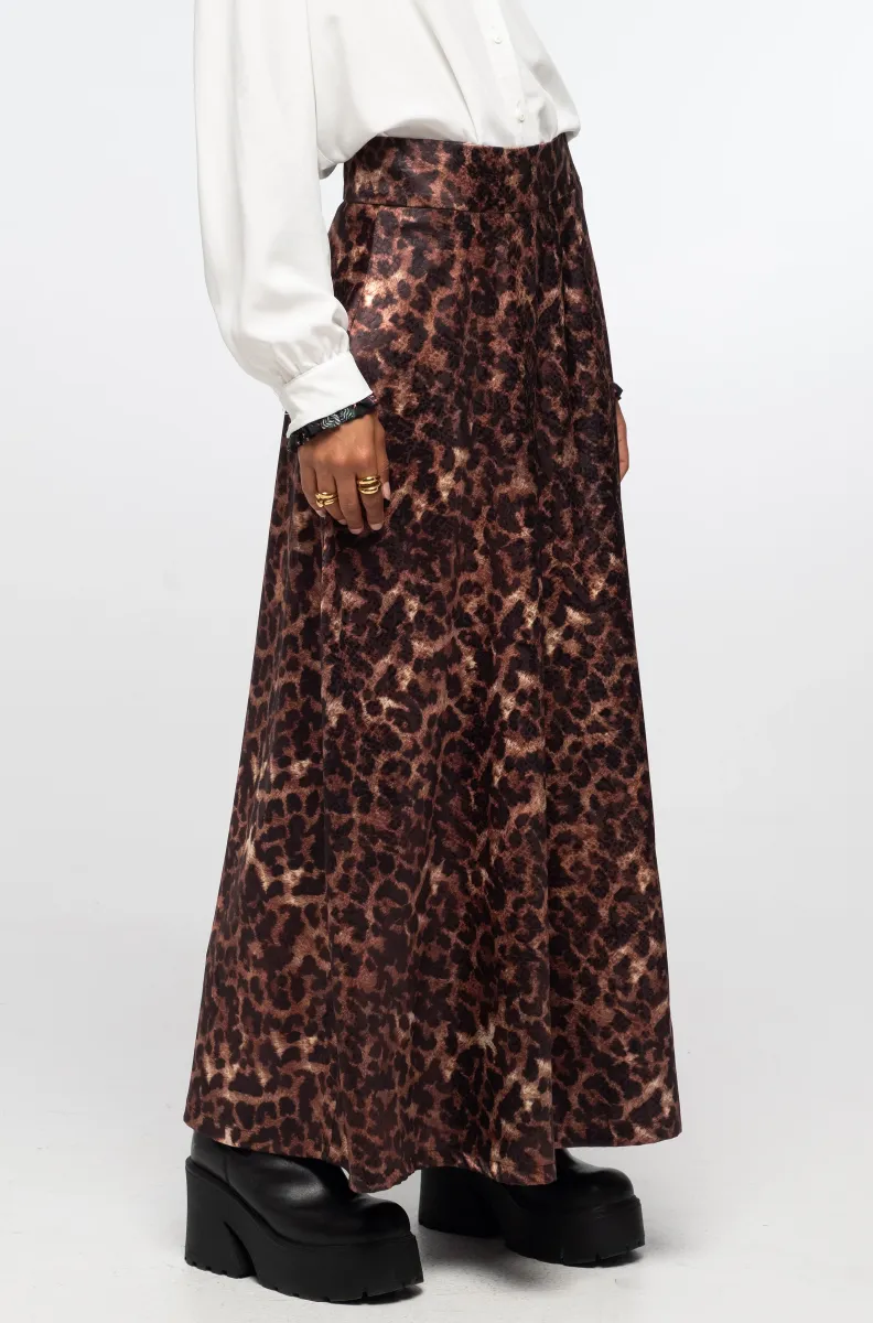 γυναικεία μακριά φούστα σε λεοπάρ σχέδιο από την Peace and chaos, rosette long skirt