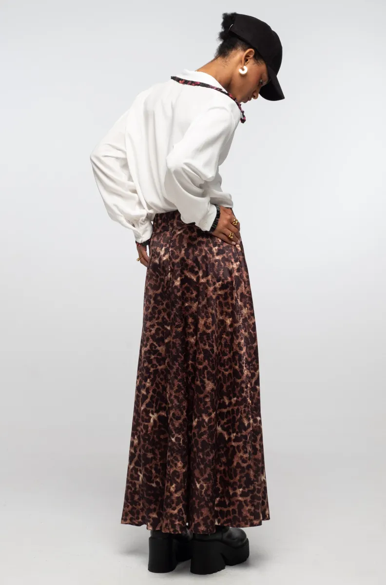 γυναικεία μακριά φούστα σε λεοπάρ σχέδιο από την Peace and chaos, rosette long skirt