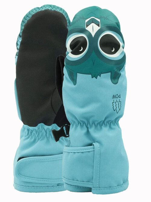 Παιδικά γάντια σε χρώμα μπλε με σχέδιο στην άκρη του γαντιού από την εταιρεία Pow, Critter mitt.