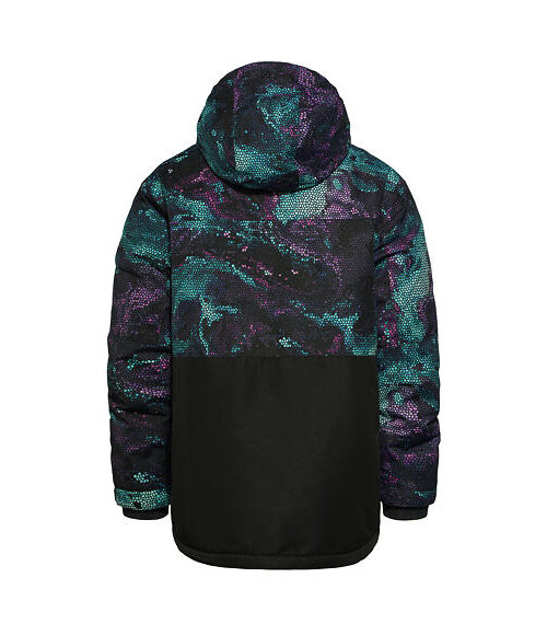 Παιδικό μπουφάν για το βουνό από την εταιρία Horsefeathers σε μαύρο χρώμα με σχέδια.