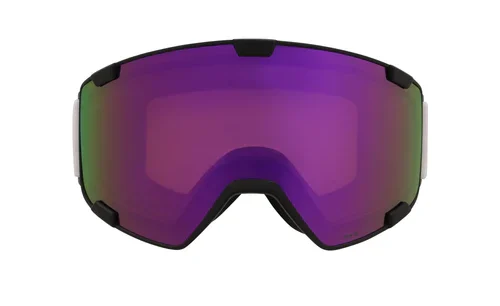 Μάσκα για το βουνό από την εταιρία Red Bull με λευκό λουρί και μώβ φακό.