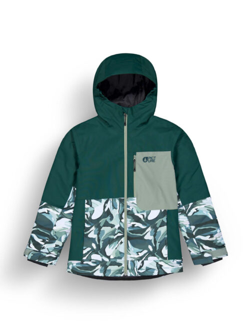 Παιδικό μπουφάν για το βουνό από την εταιρία Picture σε πράσινο χρώμα με σχέδια.