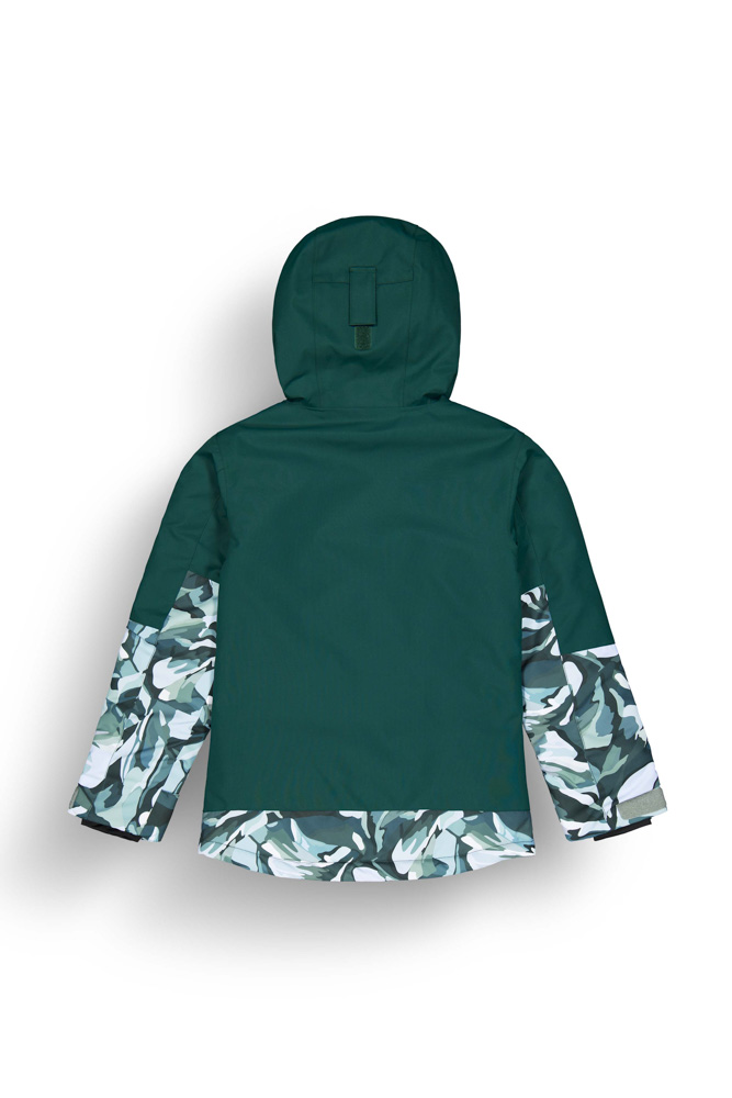 Παιδικό μπουφάν για το βουνό από την εταιρία Picture σε πράσινο χρώμα με σχέδια.