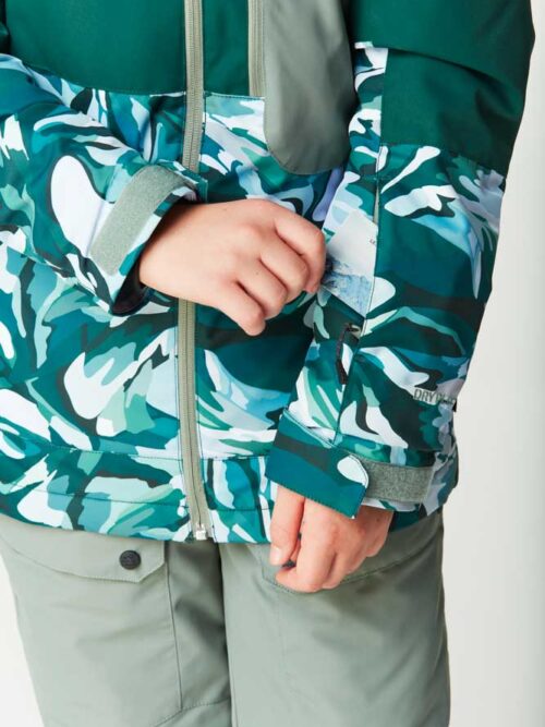 Παιδικό μπουφάν για το βουνό από την εταιρία Picture σε πράσινο χρώμα με σχέδια.