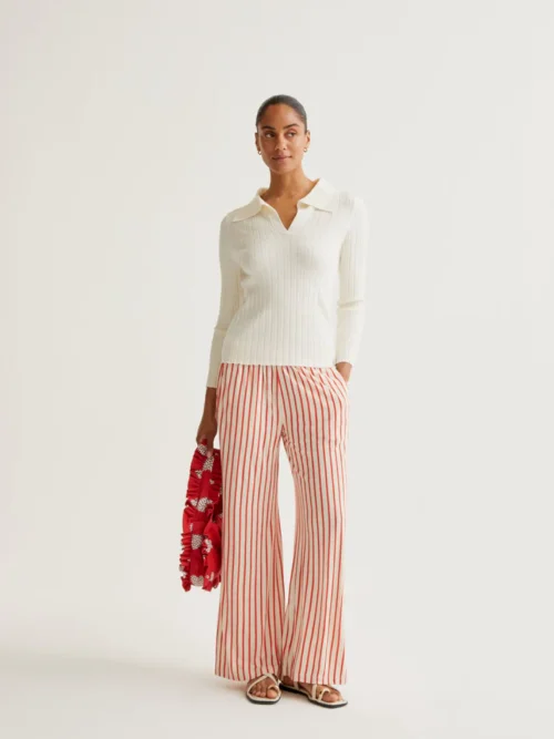 Compania Fantastica Red Striped Print Trousers - Image 4