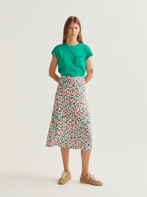 Compania Fantastica Burgundy Print Midi Skirt - Image 5