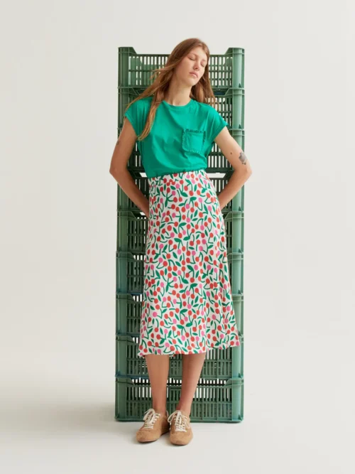 Compania Fantastica Burgundy Print Midi Skirt - Image 6