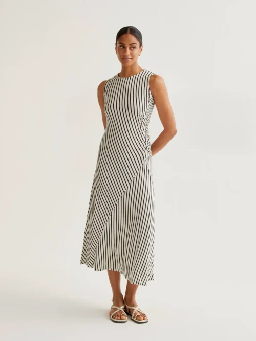 Compania Fantastica Black Striped Print Long Dress - Image 2