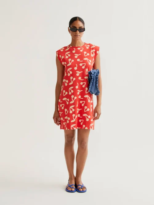 Compania Fantastica Burgundy Red Print Short Dress - Image 4