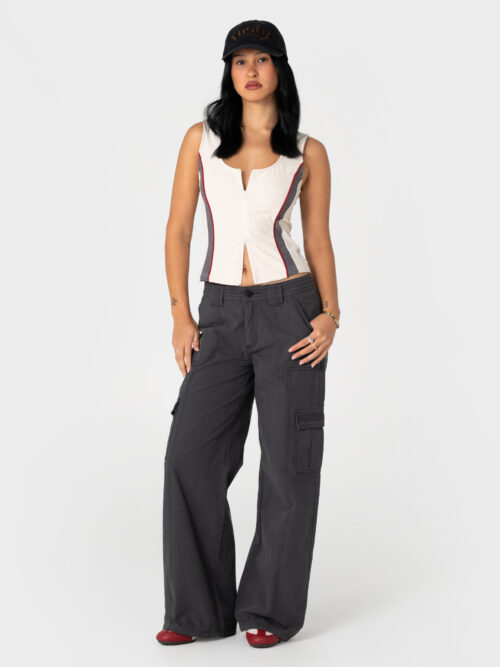 Rusty Contrast Zip Through Tank Top - Image 3