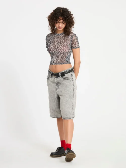 Volcom Rawly Knit Mesh Top - Black White - Image 5