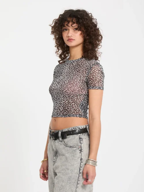 Volcom Rawly Knit Mesh Top - Black White - Image 3