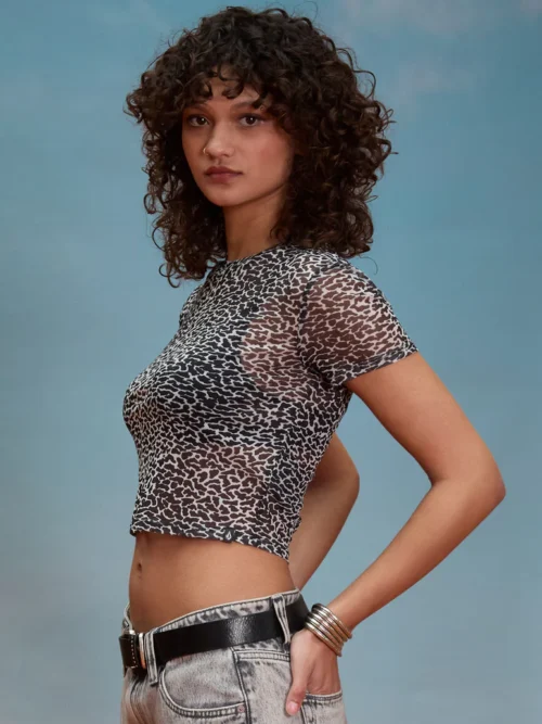 Volcom Rawly Knit Mesh Top - Black White - Image 8