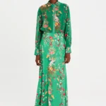 Botanical satin jacquard φούστα σε γραμμή γοργόνας Κρυφό φερμουάρ