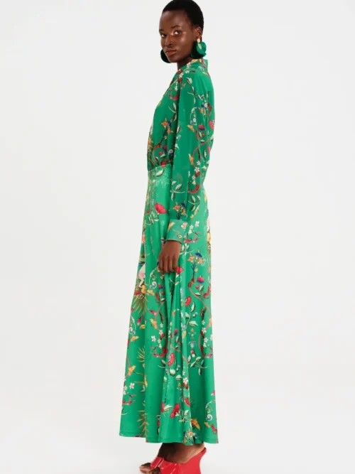 Botanical satin jacquard φούστα σε γραμμή γοργόνας Κρυφό φερμουάρ