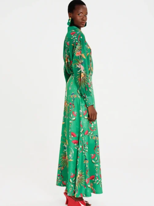 Botanical satin jacquard φούστα σε γραμμή γοργόνας Κρυφό φερμουάρ