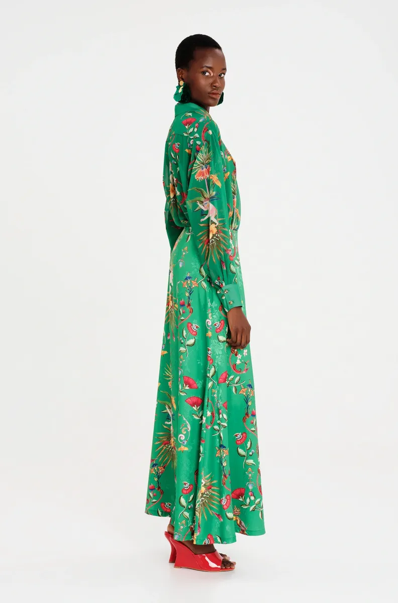 Botanical satin jacquard φούστα σε γραμμή γοργόνας Κρυφό φερμουάρ