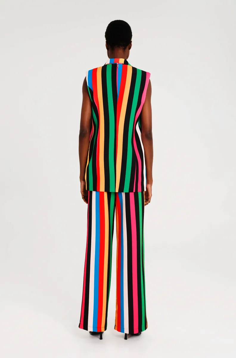 Μακρύ γιλέκο με πέτα και σταυρωτό κούμπωμα Σατέν φόδρα Διπλές φιλέ τσέπες Μεταλλική λεπτομέρεια Chaka