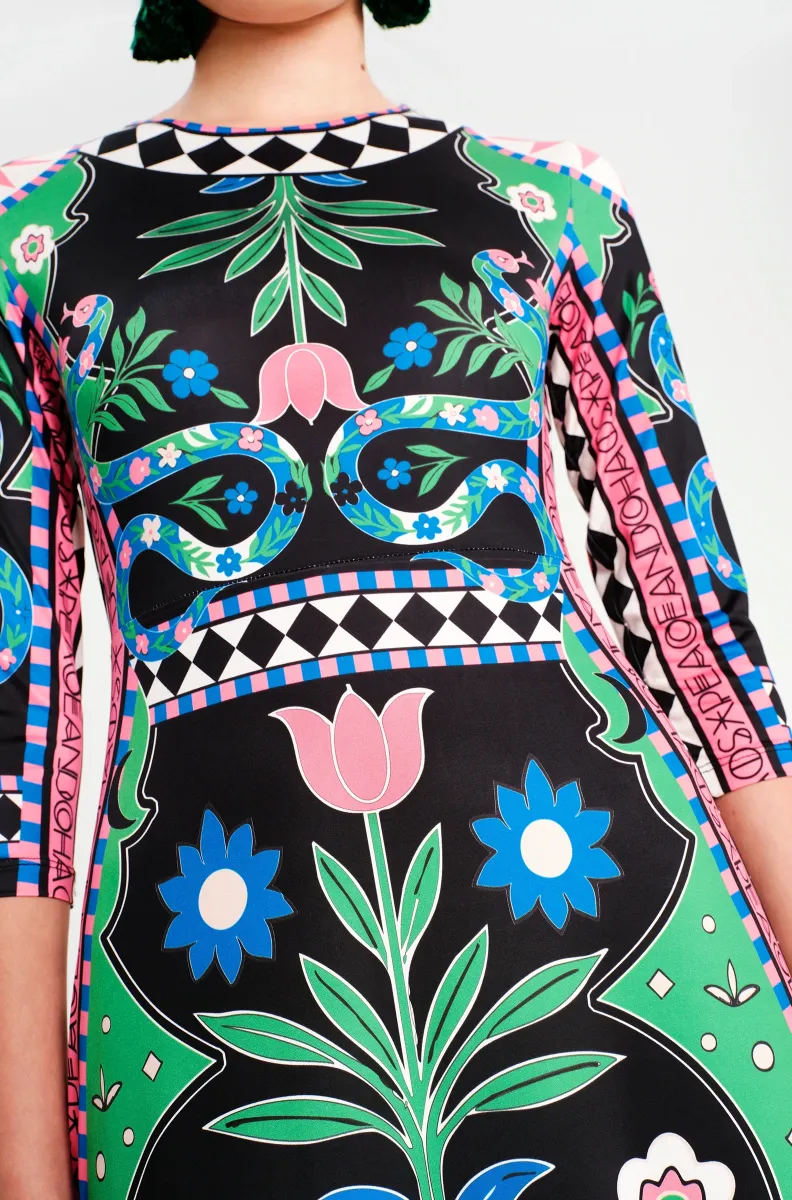 Μακρύ φόρεμα σε γραμμή Α Απαλό ελαστικό jersey ύφασμα Μανίκι 3/4