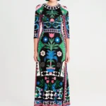 Μακρύ φόρεμα σε γραμμή Α Απαλό ελαστικό jersey ύφασμα Μανίκι 3/4