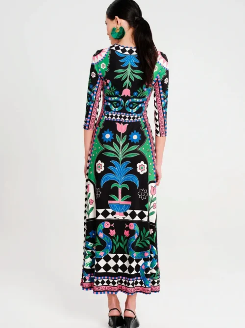 Μακρύ φόρεμα σε γραμμή Α Απαλό ελαστικό jersey ύφασμα Μανίκι 3/4