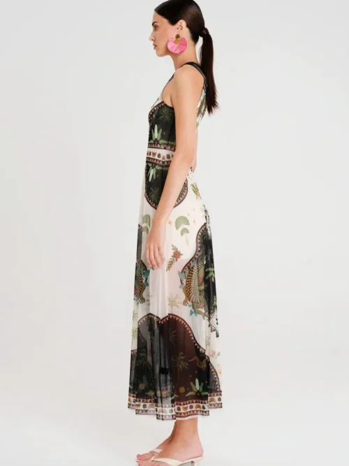 Απαλό, ελαστικό, αμάνικο mesh φόρεμα σε γραμμή A Συμπεριλαμβάνεται ζώνη Συμπεριλαμβάνεται slip dress από jersey