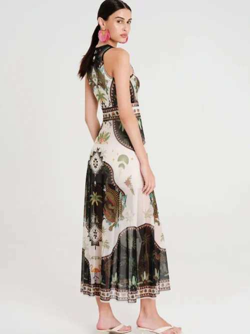 Απαλό, ελαστικό, αμάνικο mesh φόρεμα σε γραμμή A Συμπεριλαμβάνεται ζώνη Συμπεριλαμβάνεται slip dress από jersey