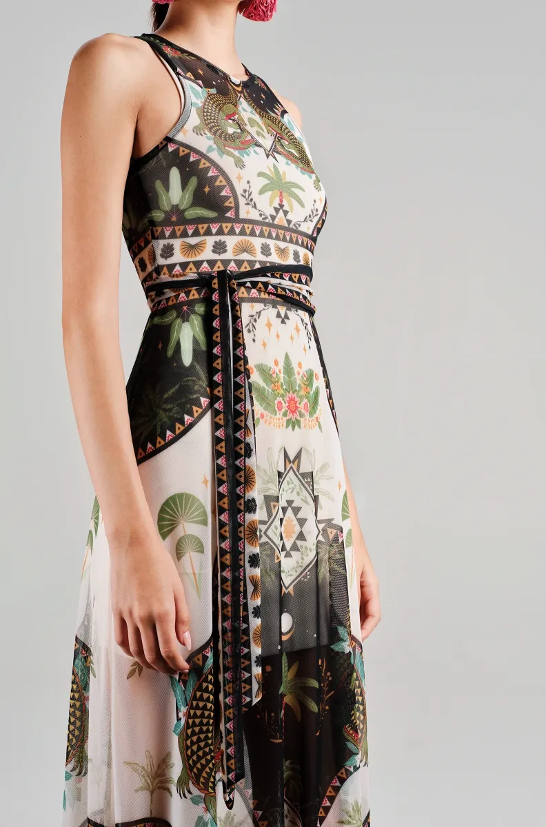 Απαλό, ελαστικό, αμάνικο mesh φόρεμα σε γραμμή A Συμπεριλαμβάνεται ζώνη Συμπεριλαμβάνεται slip dress από jersey