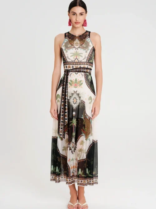 Απαλό, ελαστικό, αμάνικο mesh φόρεμα σε γραμμή A Συμπεριλαμβάνεται ζώνη Συμπεριλαμβάνεται slip dress από jersey