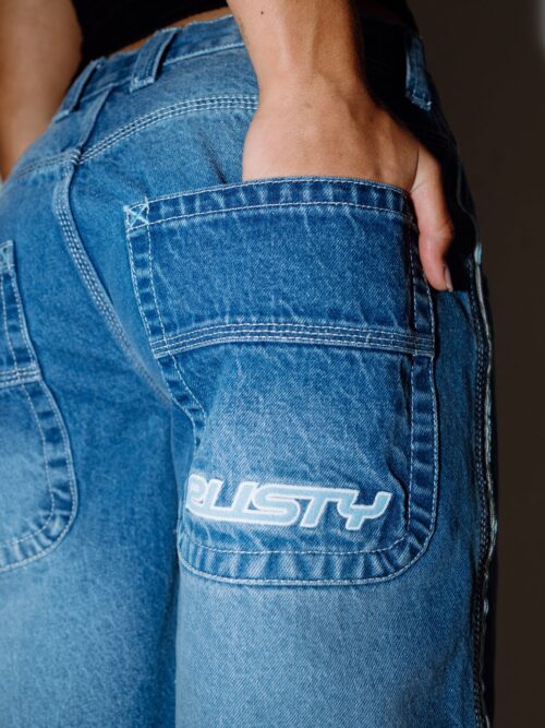 Rusty Flip Mommy W Low Rise Wide Leg Denim Jort - Image 5