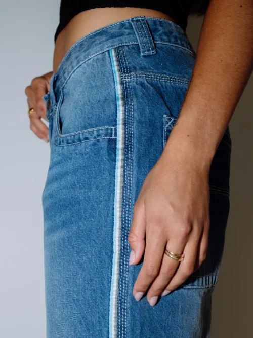 Rusty Flip Mommy W Low Rise Wide Leg Denim Jort - Image 4