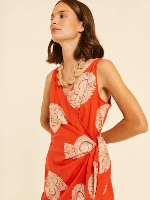 Pepaloves Wrap Dress With Seashell Embroidery - Image 4
