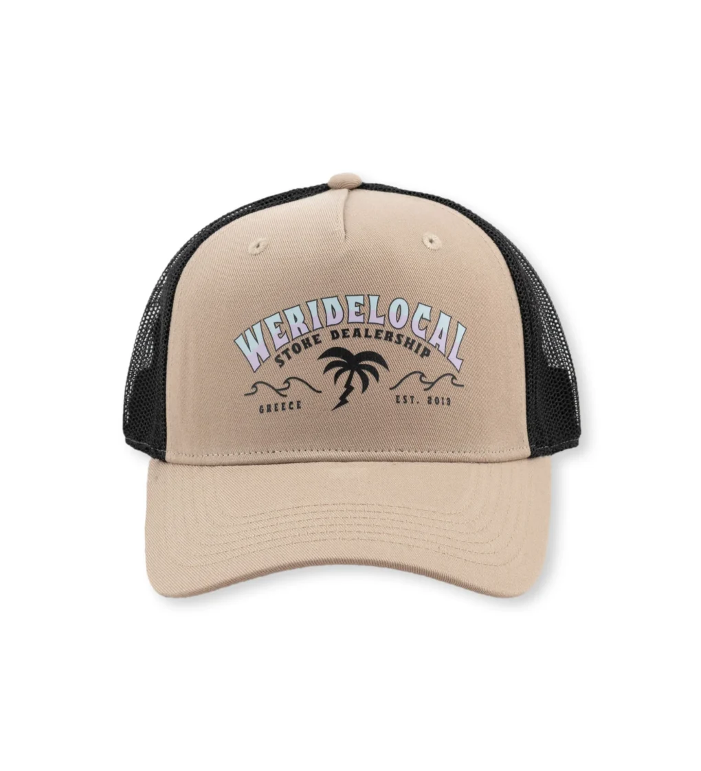 We_Ride_Local_Swell_Sand_Trucker_Hat1_7f9aa6f3-bd40-4e9d-ba48-dce2dfc8b47d Καπέλο σε μπέζ-μαύρο χρώμα από την εταιρεία We Ride Local.