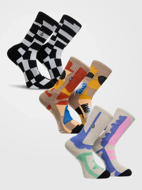 Οι Volcom Print Mixer Socks 3PK είναι ένα σετ από 3 ζευγάρια ανδρικές ψηλές crew κάλτσες, σχεδιασμένες για άνεση και σταθερή εφαρμογή