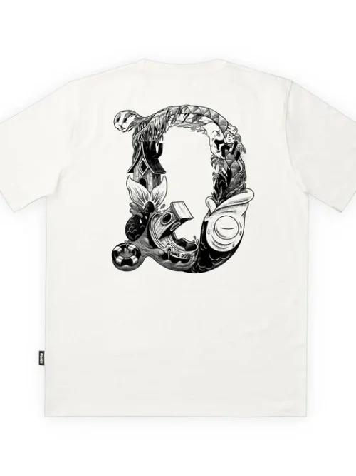 Premium ανδρικό κοντομάνικο T-shirt The Dudes Big D σε off-white χρώμα, με χαρακτηριστικό artwork Big D του καλλιτέχνη McBess.