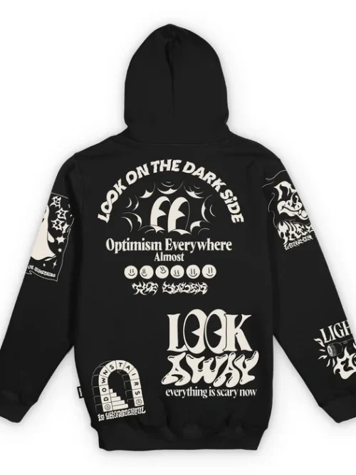 Premium μαύρο hoodie της The Dudes με το χαρακτηριστικό Dark Side artwork του καλλιτέχνη McBess.