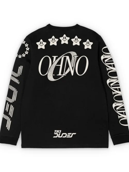 Premium ανδρικό μακρυμάνικο T-shirt της The Dudes σε μαύρο χρώμα, με το χαρακτηριστικό OHNO artwork του καλλιτέχνη McBess.