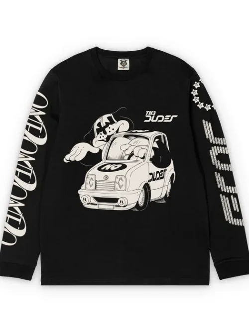 Premium ανδρικό μακρυμάνικο T-shirt της The Dudes σε μαύρο χρώμα, με το χαρακτηριστικό OHNO artwork του καλλιτέχνη McBess.