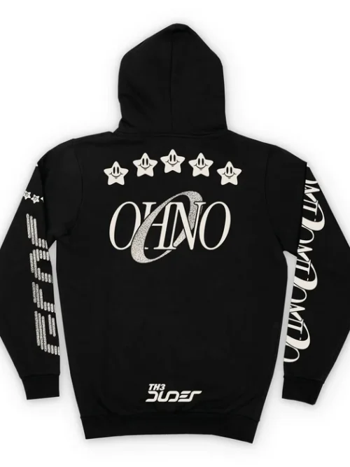 Premium μαύρο hoodie της The Dudes με το χαρακτηριστικό OHNO artwork του καλλιτέχνη McBess.