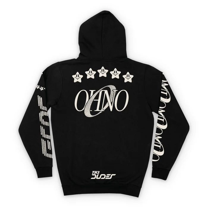 Premium μαύρο hoodie της The Dudes με το χαρακτηριστικό OHNO artwork του καλλιτέχνη McBess.