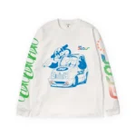 Premium ανδρικό μακρυμάνικο T-shirt της The Dudes σε λευκό χρώμα, με το χαρακτηριστικό OHNO artwork του καλλιτέχνη McBess.