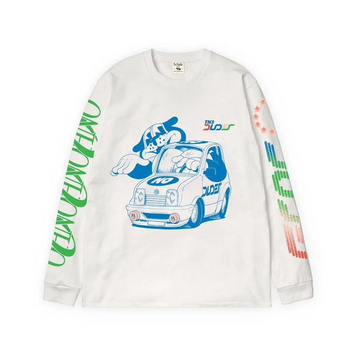10102401ohnoclassic-t-shirt-longsleeve-premiumwhitefrontjpg-25114 Premium ανδρικό μακρυμάνικο T-shirt της The Dudes σε λευκό χρώμα, με το χαρακτηριστικό OHNO artwork του καλλιτέχνη McBess.