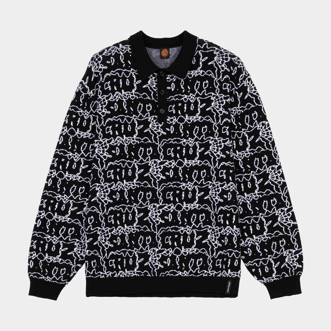 Το Donnie Knit Polo της Santa Cruz είναι πλεκτή μπλούζα polo με μακριά μανίκια και κανονική εφαρμογή (regular fit).